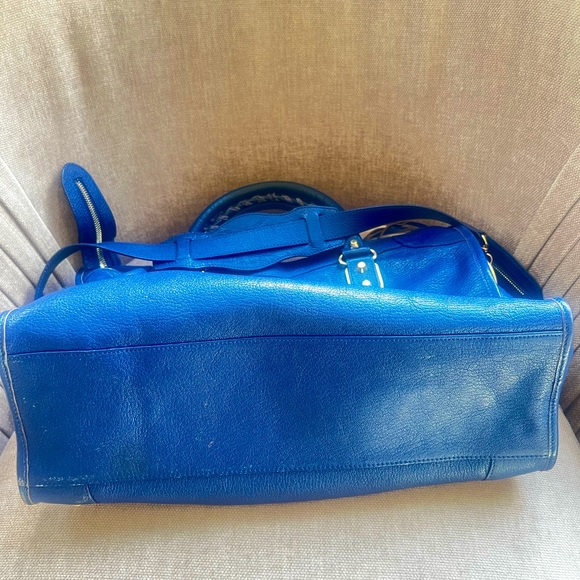 BALENCIAGA Chevre Silver Metallic Edge Hardware City Bleu de Minuit - Picture 5 of 8